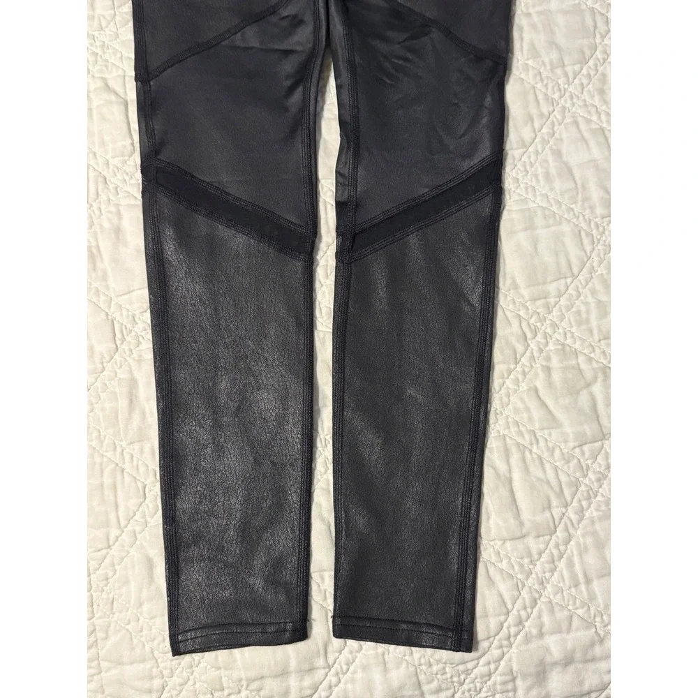 Alo Yoga Moto Leggings Women S Black Faux Leather Mesh High Waist Yoga Pants